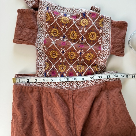 Anthropologie Wide Leg Jumpsuit Playsuit Embroidered Beachy Boho Women’s Small - Picture 12 of 15